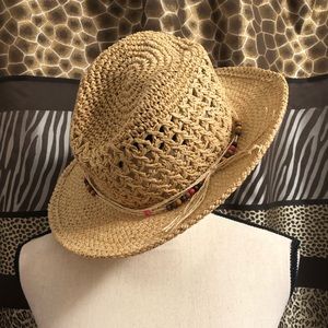 Children's Woven Straw Hat with Beaded Accent